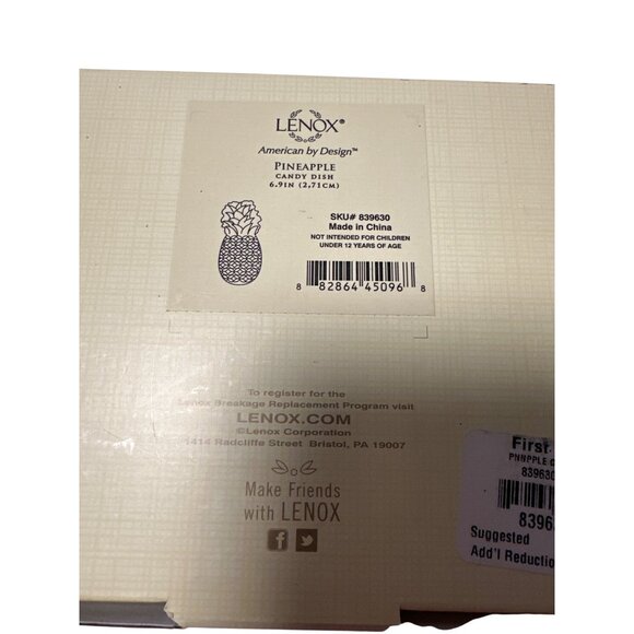 Lenox Pineapple Candy Dish 6.9" Ceramic Cream Gold Accents - Picture 4 of 11